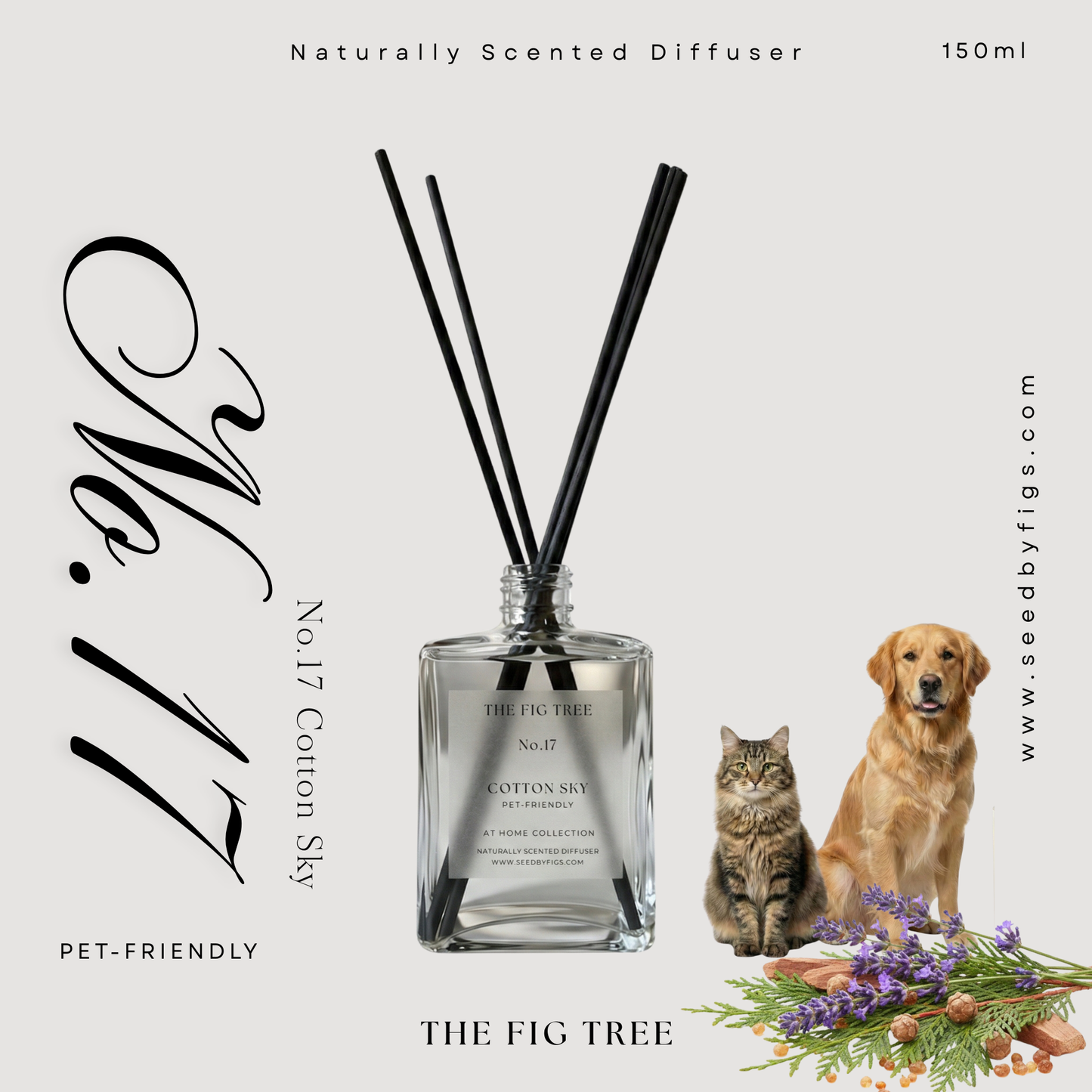 No.17 Cotton Sky 棉花天堂｜ Pet Friendly 寵物友善款 Naturally Scented Diffuser 大地自然淡香瓶 150ml